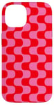 Coque pour iPhone 14 Simple Groovy style rétro rayures roses et rouges ondulées