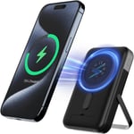 Batterie Externe Magnétique, Wireless Charger Powerbank 10000 Mah, Batterie Magnétique Sans Fil 22.5w Avec Support Pliable, Affichage Led, Pour Iphone 15/14/13/12 Série