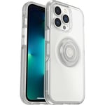 OtterBox Coque de protection fine pour Apple iPhone 13 Pro avec PopSockets intégrés PopGrip, Otter + Pop Symmetry - Transparent