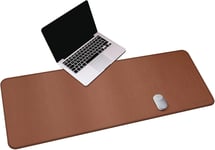 Sous main bureau cuir,140x50cm Extra Large Tapis de Bureau, Tapis de Souris antidérapant étendu, Tapis de Bureau en Cuir PU (marron clair).[F1360]