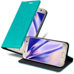 cadorabo Coque pour Samsung Galaxy S7 en Turquoise PÉTROLE - Housse Protection avec Fermoire Magnétique, Stand Horizontal et Fente Carte - Portefeuille Etui Poche Folio Case Cover