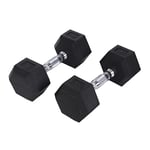 Endless Paire de 5 kg (2 x 11 lb) Dumbbell à revêtement en caoutchouc hexagonal | Noir | Matériau : fer et caoutchouc | Parfait pour le bodybuilding, le fitness, la haltérophilie et l'entraînement à