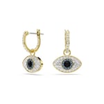 Swarovski Symbolica drop earrings, Evil eye, Blue, Gold-tone plated