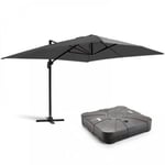 Parasol déporté 3x4m et dalle à lester sur roues aluminium gris  Oviala