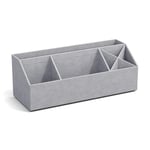 Bigso Box of Sweden ELISA Organiseur de bureau avec 4 compartiments, système de rangement pour notes, trombones, stylos, etc. Boîte de rangement en panneau de fibres et papier, aspect lin, gris clair