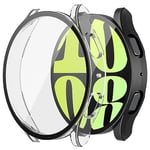 Misxi 2 Pièces PC Coque Compatible avec Samsung Galaxy Watch 6 44mm, Sensibilité élevée Case Protection d'écran pour Galaxy Watch 6, 1 Noir + 1 Transparent