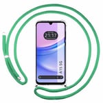 Tumundosmartphone Étui pendentif transparent pour Samsung Galaxy A15 4G/5G avec cordon vert d'eau