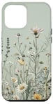 iPhone 15 Plus Sage Green Boho Botanical Wildflowers Plants Case