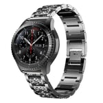 (Black22mm Shiny Smartwatch Band For Samsung Gear S3/ Gear2 R380/ Gear2 Neo SLS