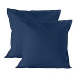 HappyFriday Lot de 2 taies d'oreiller Basic Bleu Marine 60 x 60 cm