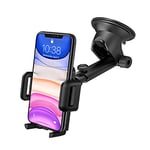 MP Tech AK Support Téléphone Voiture Ventouse pour Tableau de Bord Pare-Brise, Rotation 360° Bras Prolongé Angle Télescopique Porte Telephone Voiture pour Smartphones et GPS 4.7-7.0 Pouces