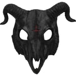 Halloween halvansikte Skrämmande djurmask, Carnaval Demon Mask Förhorn Ghost Devil Black Goat