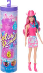 Barbie Color Reveal Fashion Doll & Accessories with 6 Surprises, Disco Star Series with Metallic Shine & Color-Change Bodice (Styles May Vary), JCP01