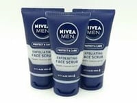 TRIO PACK 3 x Nivea Men protect & care EXFOLIATING  FACE SCRUB 75ml each