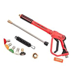 VEVOR TSG-4000-L High 4000 PSI, Power Spay Replacement Extension Wand, M22-14mm Inlet & 1/4'' Outlet Hose Connector Foam Gun, Pressure Washer Handle with 5 Nozzle Tips, Red