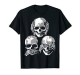 See No Evil Hear No Evil Speak No Evil Halloween Skull T-Shirt