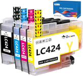 Lc-424 Lc424 Cartouche D'Encre Compatible Pour Brother Lc424 Lc-424Val Pour Brother Dcp-J1200W Dcp-J1200We (Pack De 4, Lc424Bk Lc424C Lc424M Lc424Y)[DYJ073793]