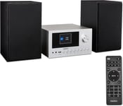 P85003 Mini Chaîne Hifi Avec Lecteur Cd (Wifi, Bluetooth, Radio Internet, Dab +, Usb, Aux, Égal Ur, Écran Couleur Tft Avec Télécommande, 2X 15 W Rms) Argent