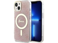 Guess-Deksel Til Iphone 14 Pro 6.1" Guhmp14sh4stp Rosa Hardt Deksel Magsafe Iml 4G