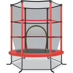 Costway - Trampoline de Jardin pour Enfants Ø165 cm avec Filet de Protection,Appuis de Ressorts et Structure en Acier, Rouge