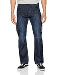 Enzo Men's KZ103 Straight Jeans, Blue (Dark Stonewash Blue), W38/L32