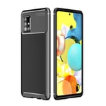 Samsung Galaxy A51 5G - Gummi cover i Børstet Design - Sort