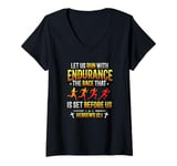 Womens Let Us Run With Endurance The Race Marathon Running V-Neck T-Shirt