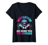 Womens Can't See Or Hear You I'm Gaming VR Gamer Gorilla Headset V-Neck T-Shirt