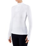 FALKE Women's Warm Tight Fit Zipped Longsleeved Base Layer Top, Thermal Underwear, White (White 2860), L (1 piece)