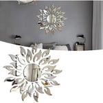 Groofoo - Autocollant Mural de Miroir Décoratif Bricolage Tournesol,3D Acrylique Soleil Fleur Miroir Salon Chambre Art Déco Sticker Mural (Argent)