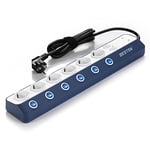 BESTEK Multiprise Parafoudre et Surtension Multiprises Electrique avec 4 Ports USB,Bloc Multiprise 6 Prises avec Interrupteur Individuel de Lumière Bleu,3600W [Version Améliorée]