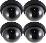 Lot de 4 caméras factice avec objectif, caméra de surveillance factice avec LED rouge clignotante, utilisation en intérieur et en extérieur