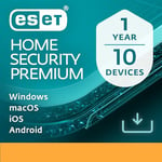 ESET HOME Security Premium | 10 Devices | 1 Year | Antivirus, Password Manager, Secure Data, Browser Privacy & Security included | Windows, MacOs, Android & iOS | Official UK Activation Code by email