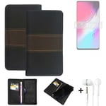 Wallet Case + headphones for Samsung Galaxy S10 Protective Cover Brown