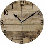 40cm Vintage Horloge Murale Digitale Design Ronde Moderne Mute Silencieuse en Bois Décoration, pour La Chambre École, Salon,Cuisine,Maison,Bureau