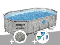 Kit piscine tubulaire ovale Bestway Power Steel SwimVista avec hublots 4,88 x 3,05 x 1,07 m + 10 kg de zéolite + Kit de traitement au chlore