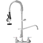 VEVOR Robinet de Cuisine avec Douchette Entraxe Réglable 203 mm Mitigeur Cuisine avec Douchette Extractible Rotatif 360° Robinet d'Évier Inox Mural 304 mm de H Tuyau 635 mm Pré-Rinçage Lave-Vaisselle