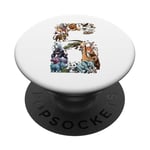 Animaux du zoo pour 6e anniversaire de 6 ans PopSockets PopGrip Adhésif