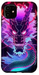 Coque pour iPhone 11 Cyber Dragon fluo