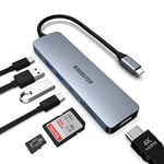 Hub USB C Adaptateur Multiport 7 en 1 Adaptateur USB C avec HDMI 4K, USB-C 3.0, 2 USB 3.0, 100 W PD, Lecteur de Carte SD/TF Compatible pour MacBook Pro/Air, XPS et Autres appareils de Type C