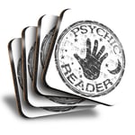 Set of 4 Square Coasters - BW - Psychic Reader  #39814