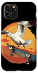 Coque pour iPhone 11 Pro Costume de mouette de skateboard pour les fans de patineurs et d'oiseaux de mer