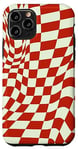 Coque pour iPhone 11 Pro Groovy Checkered Swirl Red Checkerboard Retro Aesthetic