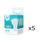 LED-lampe GU10, 3W, 230V, 4500K, 5-pk, Hvit nøytral