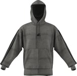 adidas Sweat à Capuche en Polaire à Trois Bandes pour Homme Gris foncé/Noir