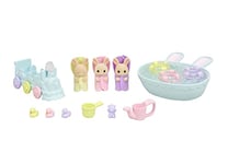 Sylvanian Families - Les triplés Lapin Crème et accessoires de bain - 3 figurines 8 accessoires - Plongez dans l'univers de la famille Sylvanian - Figurines miniatures - Jouet enfant 3 ans et + - 5707