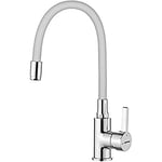 GRIFEMA Irismart-G4002-3, Robinet de Cuisine avec Bec Flexible, Mitigeur d'évier Monocommande, Chrome, Exclusivité Amazon, Blanc/Chromé