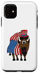 Coque pour iPhone 11 4 juillet USA Bison Drapeau américain Jour de l'indépendance Patriotique