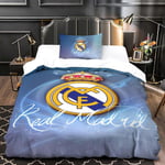 Real Madrid Logo 3 3D-tryckt Design Känd Fotbollslag Sängkläder Set med Täcke och Kuddfodral Singel Singel135x200cm