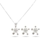 Swarovski Ladies Jewellery Set Silver Necklace & Earrings Snowflake Star GENUINE